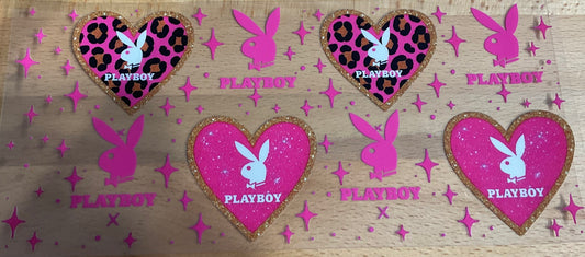 P Pink Heart Boy Bunny - UV DTF Tumbler Wrap