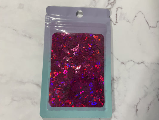 Pink Holographic Hearts - Glitter Shapes