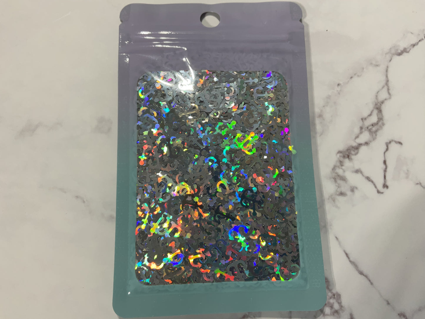 Silver Holographic Anchors - Glitter Shapes
