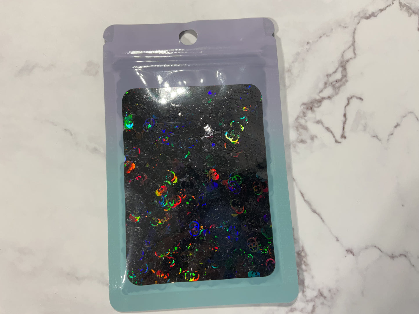Black Holographic Designer G - Glitter Shapes