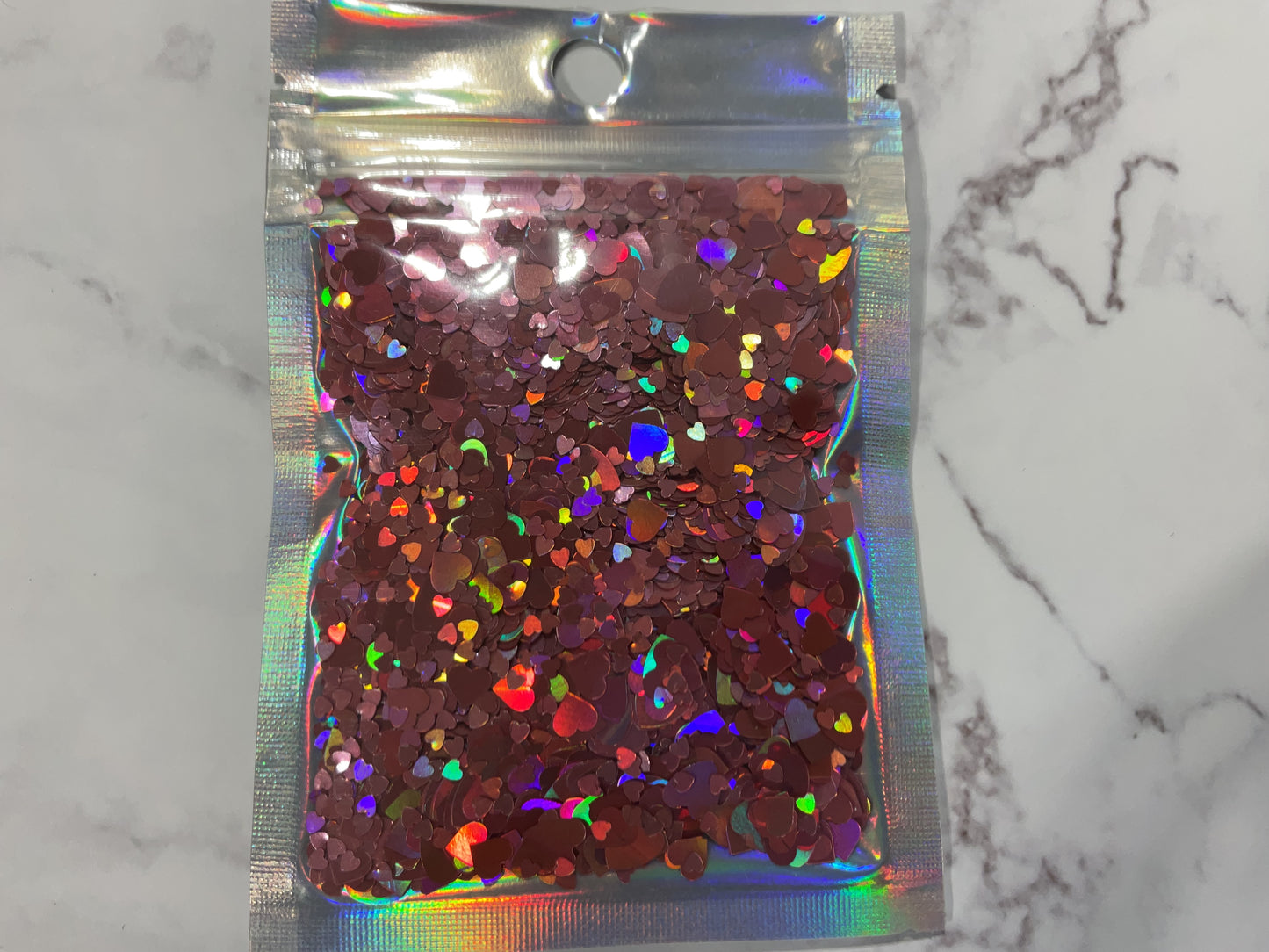 Multi-size Pink Holographic Hearts - Glitter Shapes