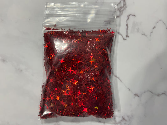 Mini Red Holographic Stars - Polymer Clay Shapes
