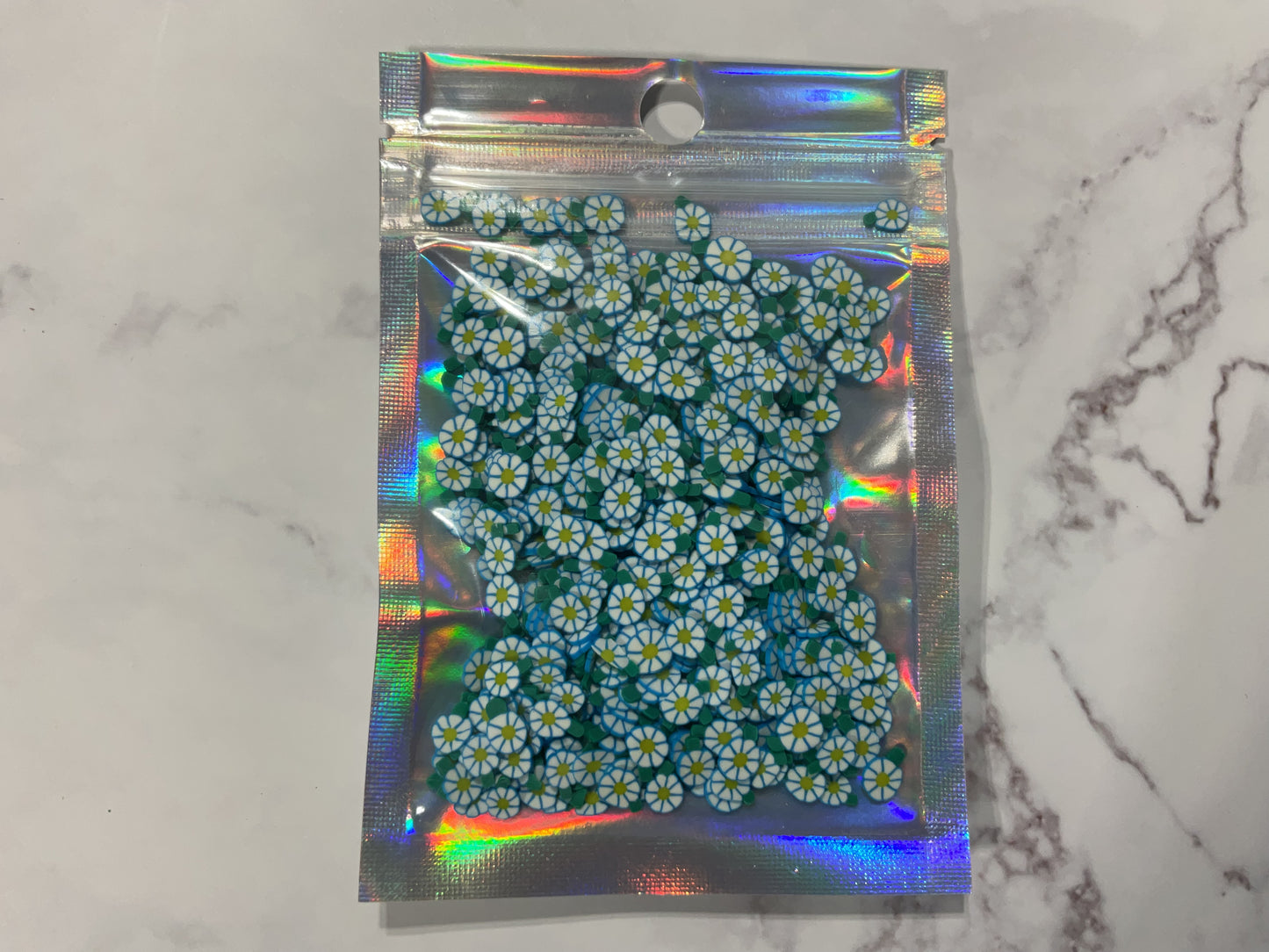 Blue White Yellow Flowers - Polymer Clay Shapes