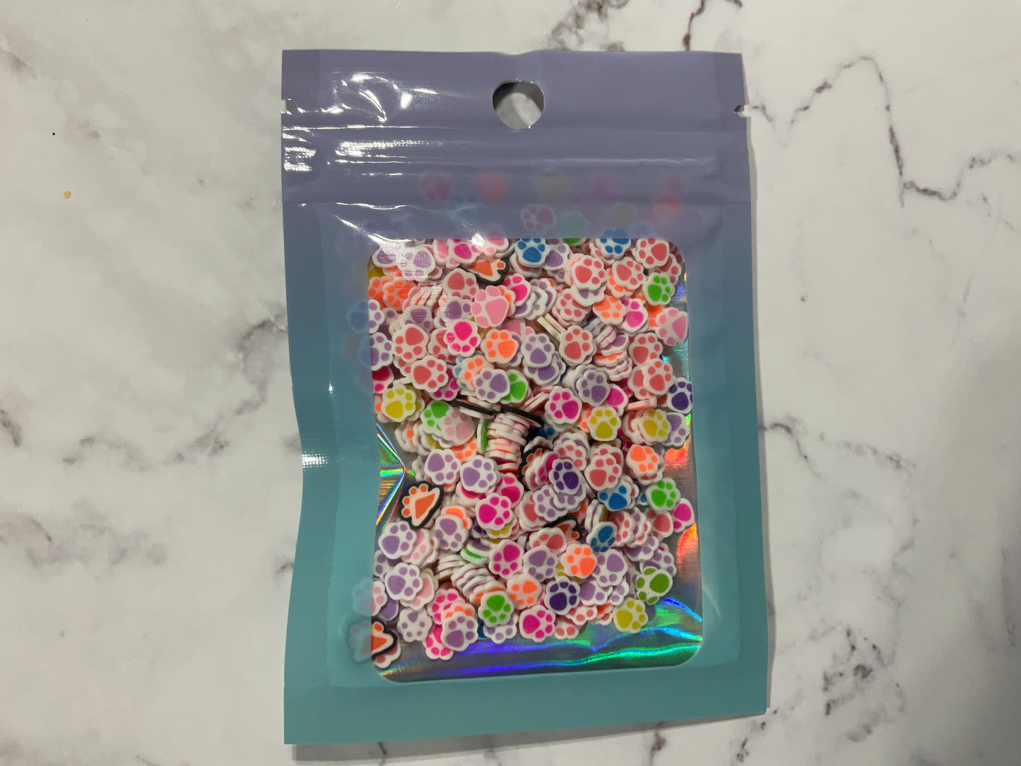Neon Mixed Color Pet Paws - Polymer Clay Shapes