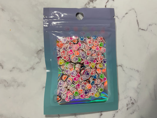 Neon Mixed Color Pet Paws - Polymer Clay Shapes