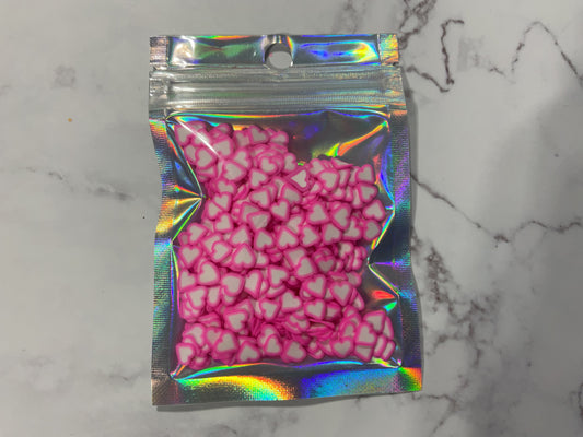 Pink White Hearts - Polymer Clay Shapes