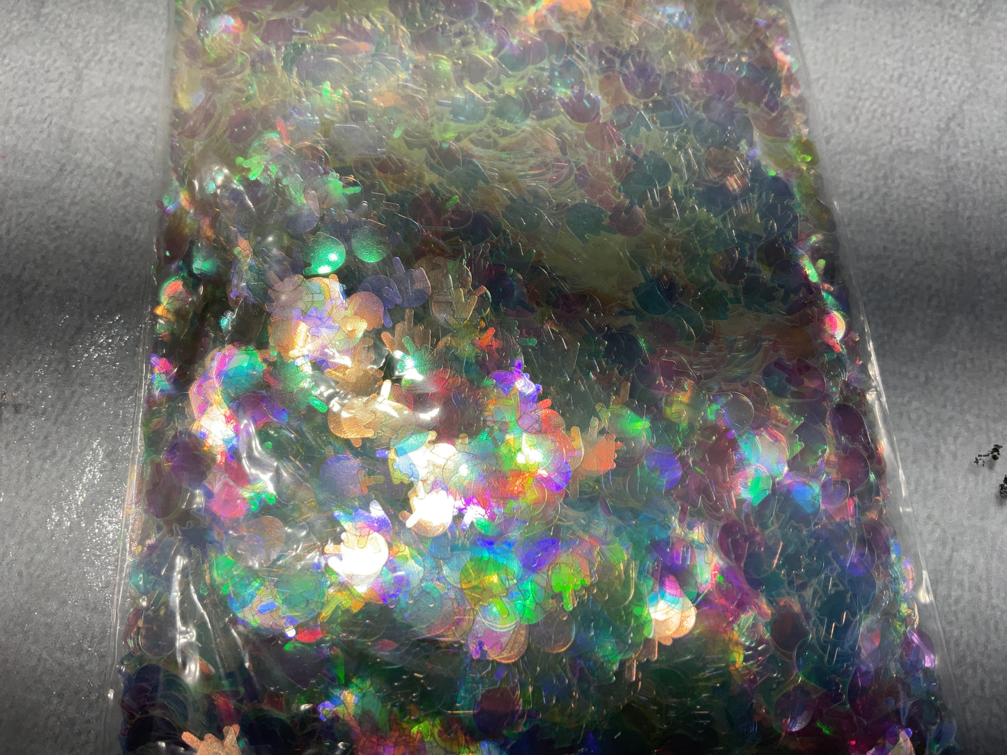 Middle Fingers Translucent Rainbow - Glitter Shapes