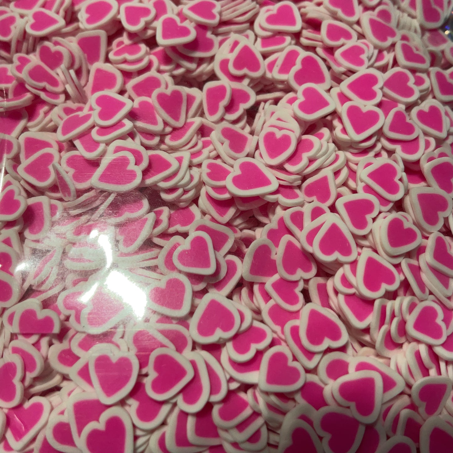 Pink Hearts White Outline - Clay Shapes