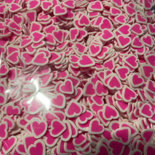 Pink Hearts White Outline - Clay Shapes