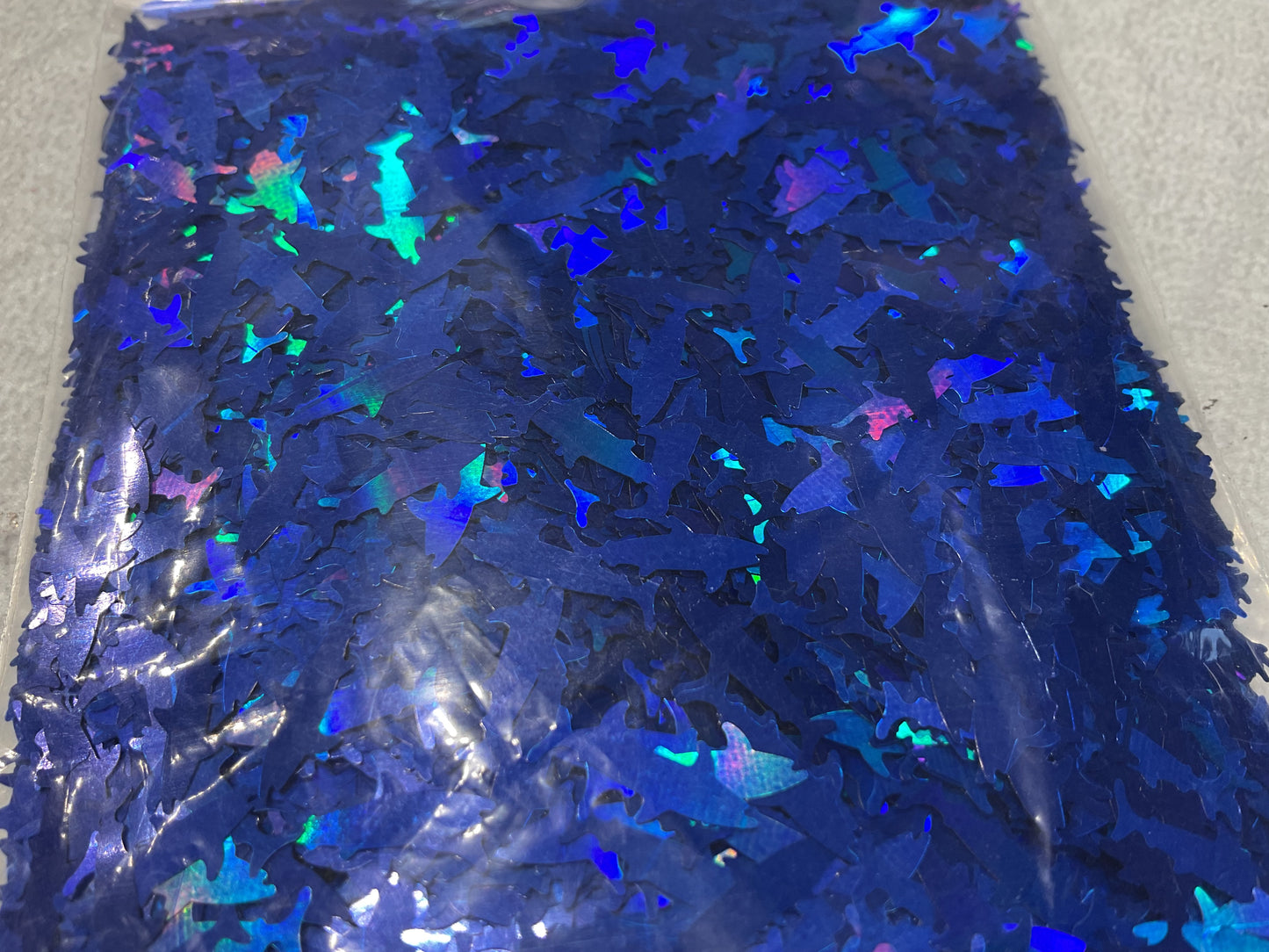 Blue Holographic Sharks - Glitter Shapes