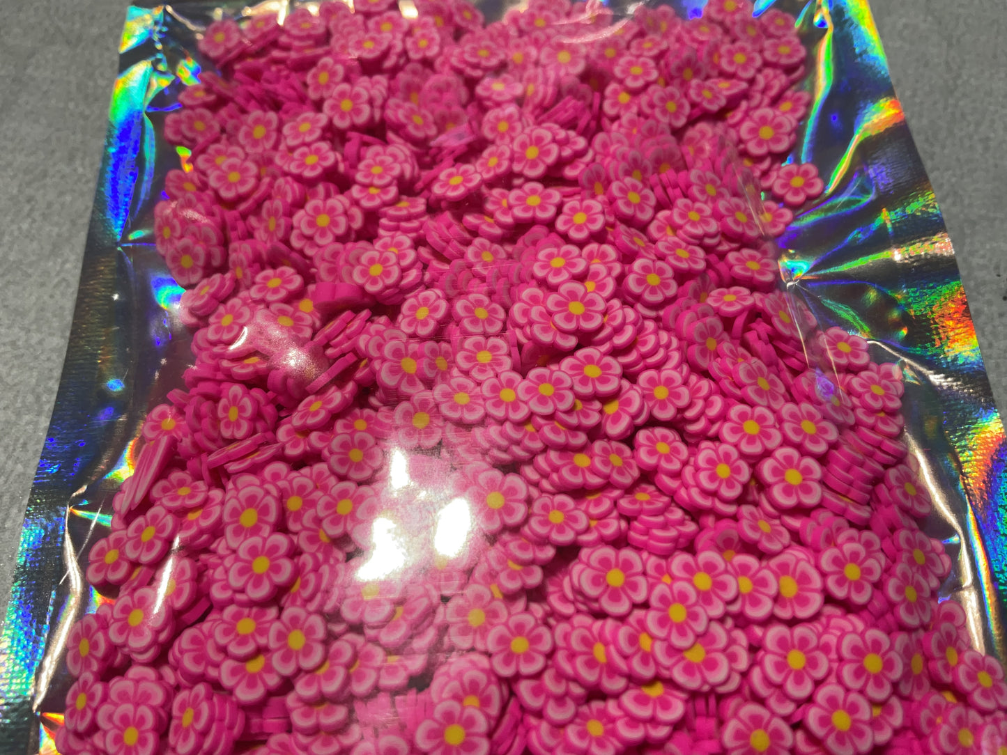 Pink Yellow Flowers - Polymer Clay Shapes