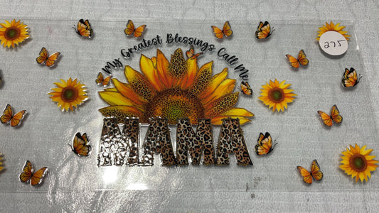 #275 - Sunflower Mama - UV DTF Tumbler Wraps