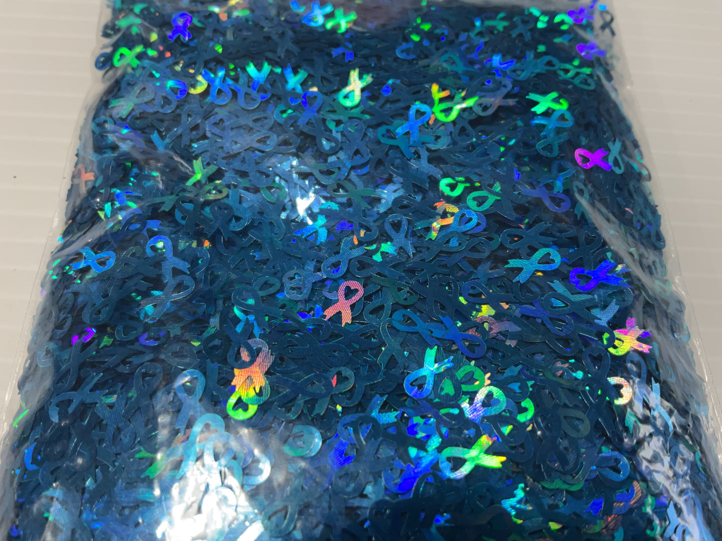Blue Holographic Support Ribbons - Glitter Shapes