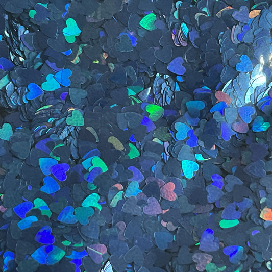 Blue Holographic Mini Hearts - Glitter Shapes