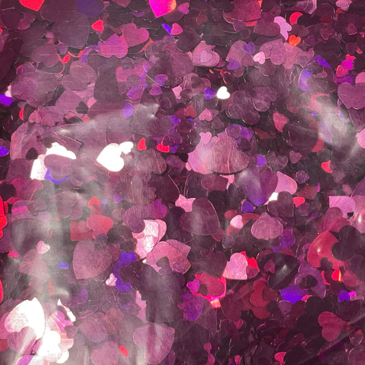 Dark Pink Multi-Size Holographic Hearts - Glitter Shapes