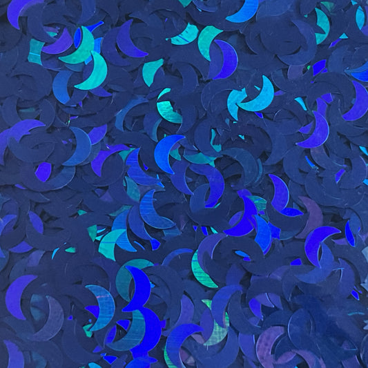 Blue Holographic Moons - Glitter Shapes