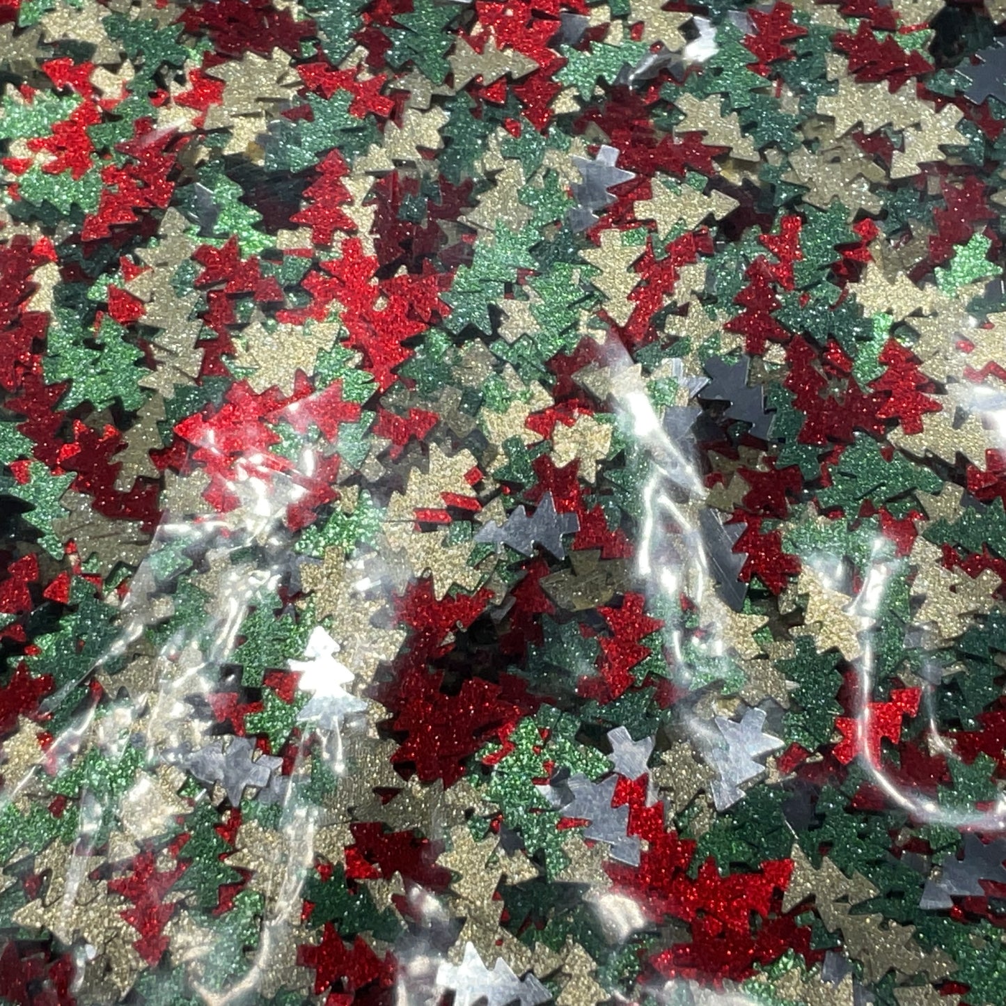 Christmas Trees Shimmer Green Red Gold Silver - Glitter Shapes