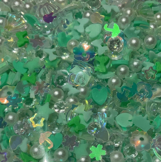 Green Ocean Mix - Glitter Shapes