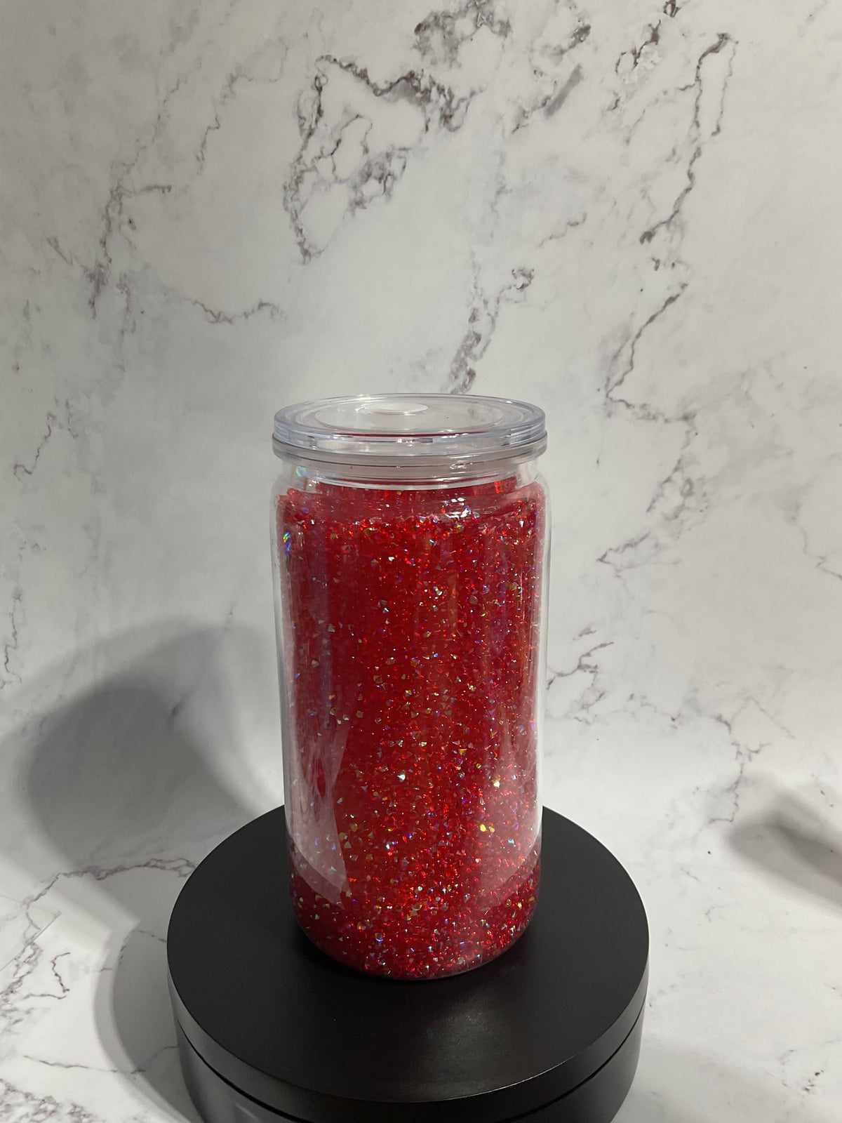 16oz Red Crystal Snow Globe Tumbler