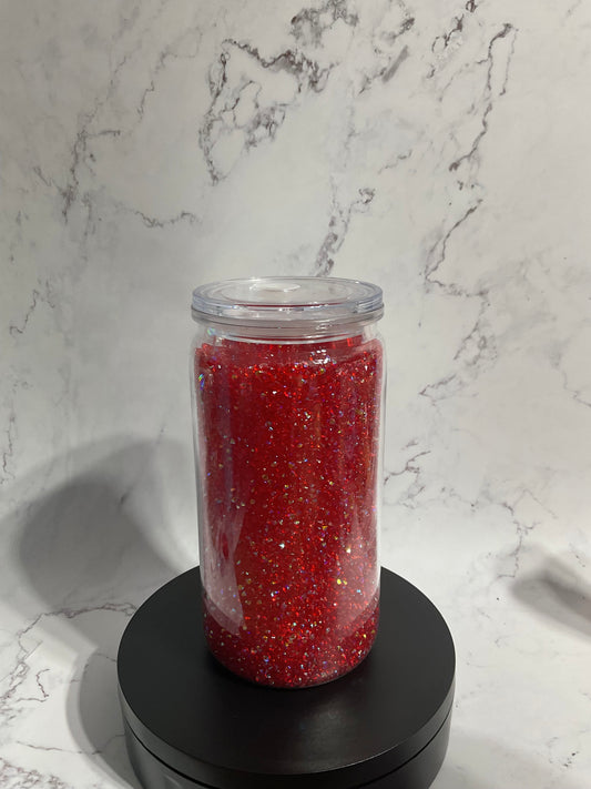 16oz Red Crystal Snow Globe Tumbler