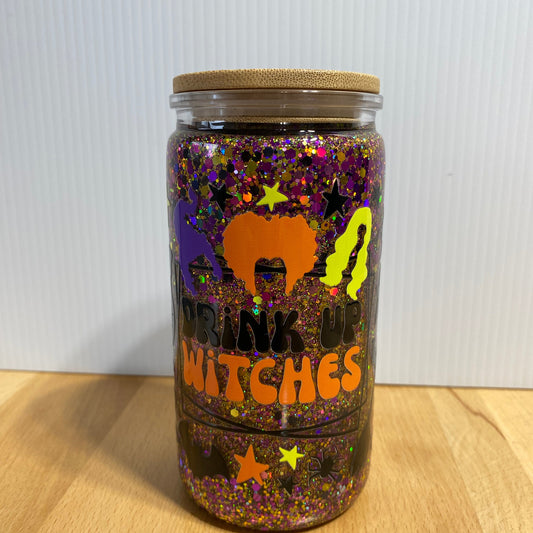 DRINK UP WITCHES - 16oz Suspended Glitter Snow Globe Tumbler