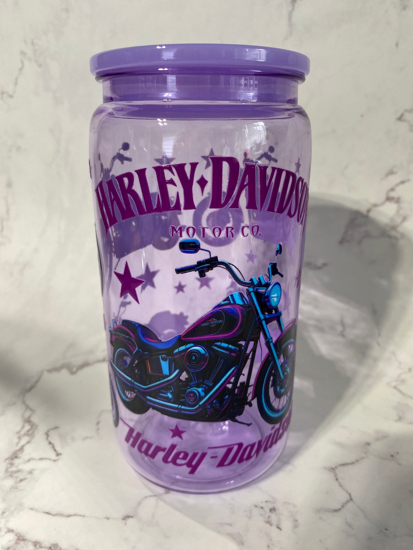 16oz Non Snow Globe Tumbler - Purple HD Motorcycle