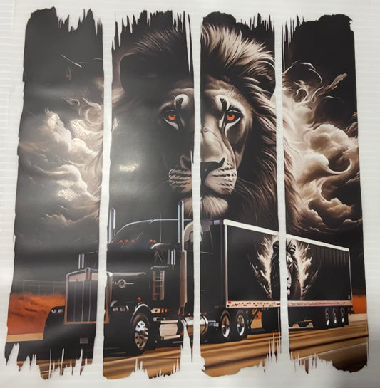 Trucker Lion in Clouds - DTF Heat Transfer