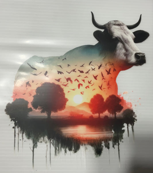 Cow with nature scene