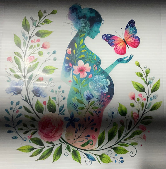 Floral Outline of Pregnant Woman