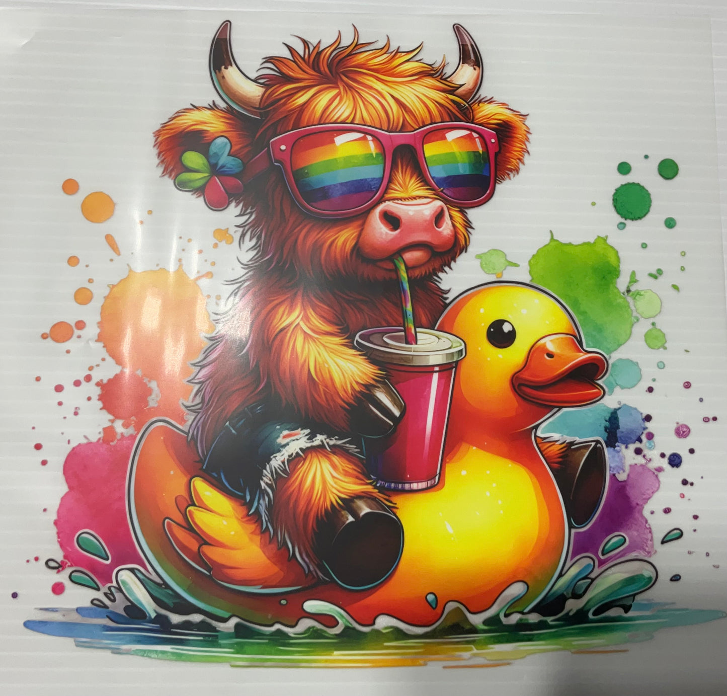 Highland Cow on Duck Floaty