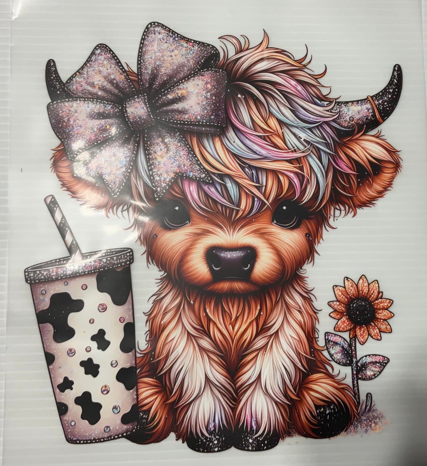 Rainbow Highland Cow Cup - DTF Heat Transfer