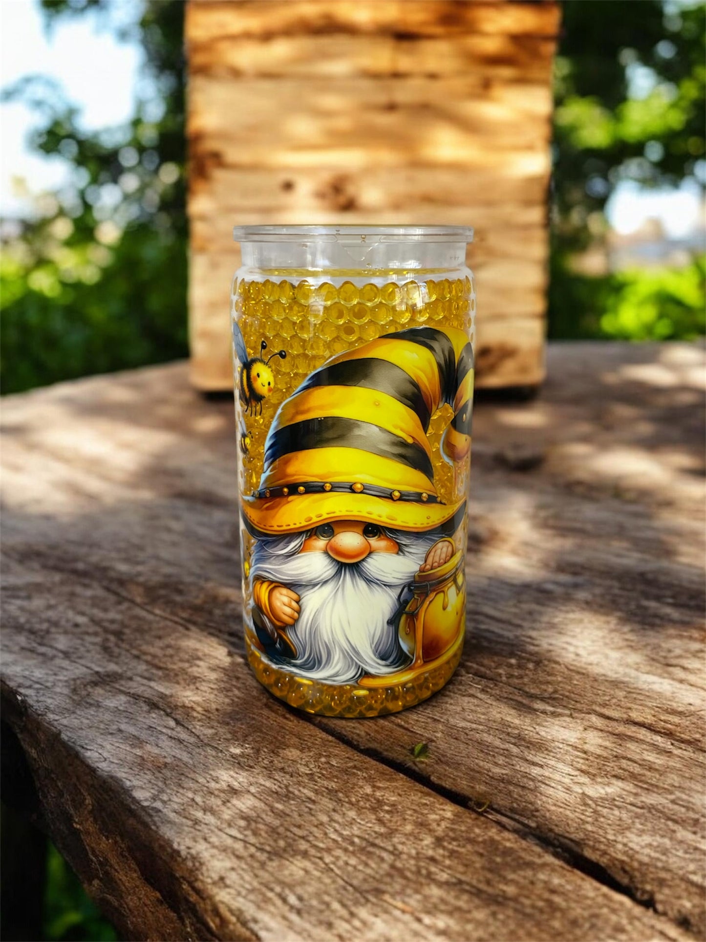 16oz Honey Bee Gnome Snow Globe Tumbler