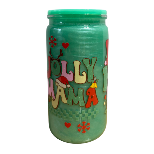 16oz Jolly Mama Shimmer Snow Globe Tumbler