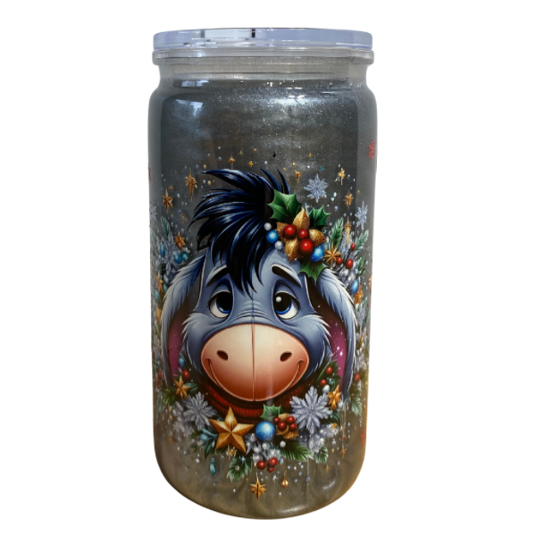 16oz Eeyore Snow Globe Grey/Silver Shimmer Tumbler