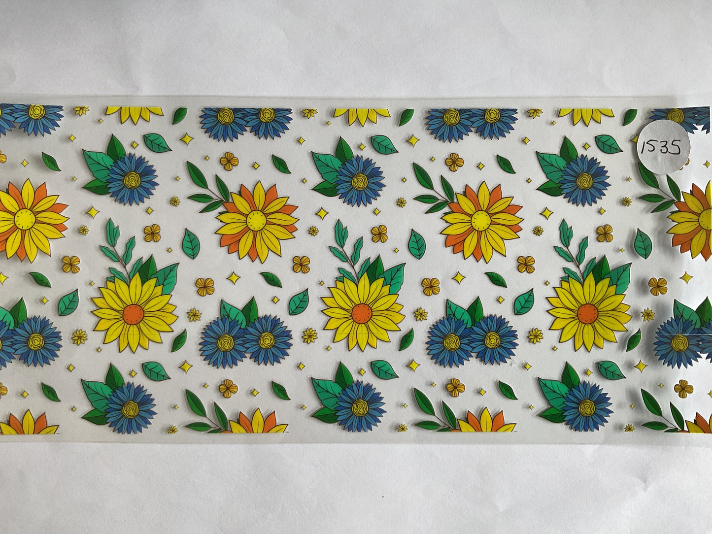 #1535 - Yellow Blue Flowers - UV DTF