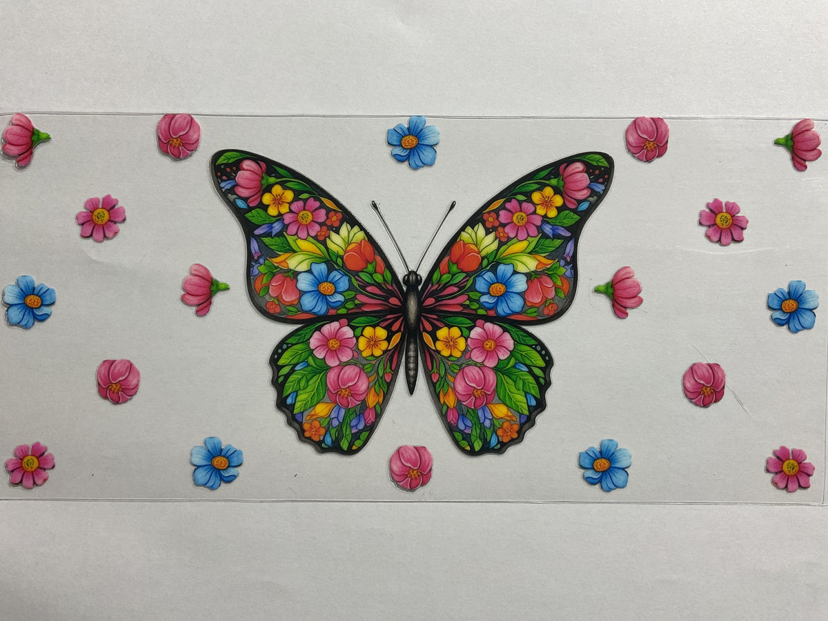 Butterfly and Flowers - UV DTF