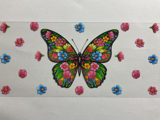 Butterfly and Flowers - UV DTF