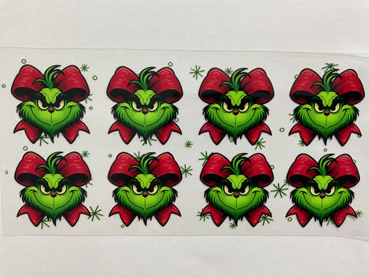 108C - Christmas Green Guy Red Bows - Tumbler Wraps