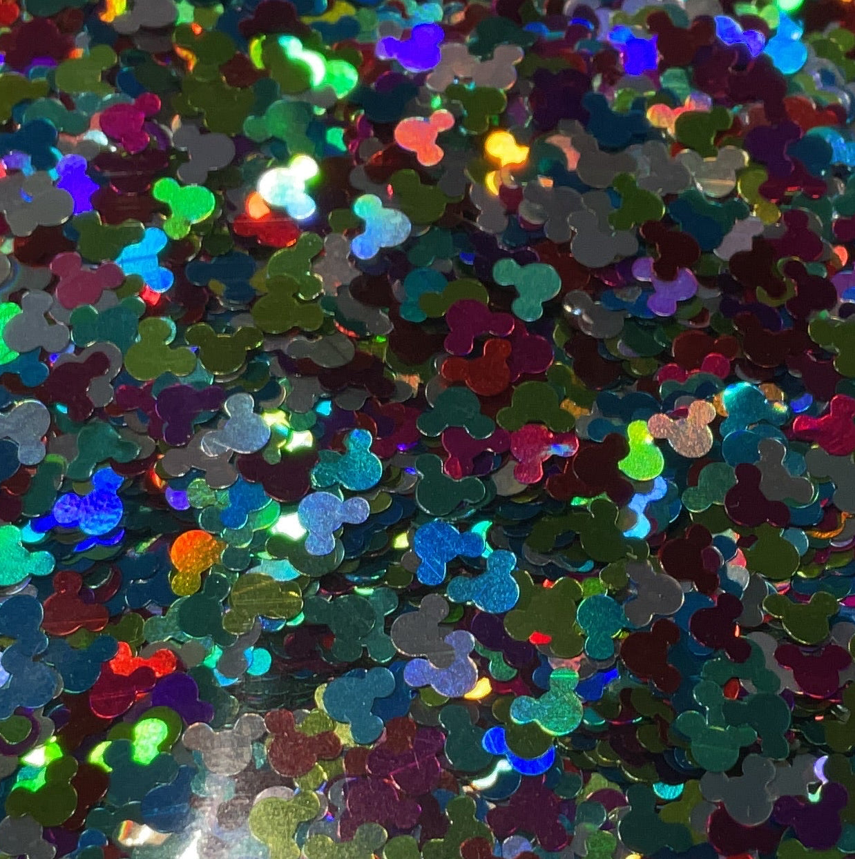 Holographic Blue Green Mix Mouse Heads  - Glitter Shapes