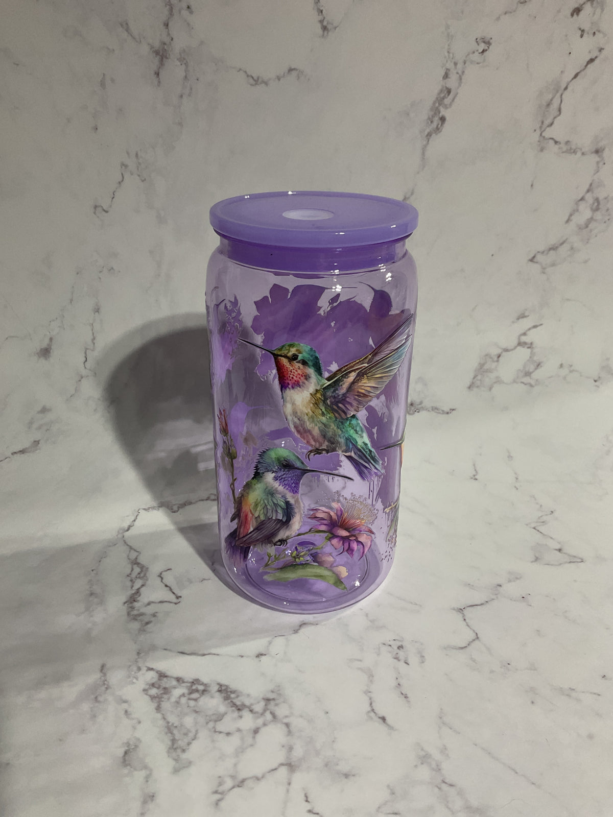 16oz Hummingbirds - Purple Premade NON-Snow Globe Tumbler