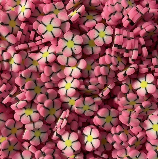Flowers Pink Yellow Black Lines - Clay Shapes