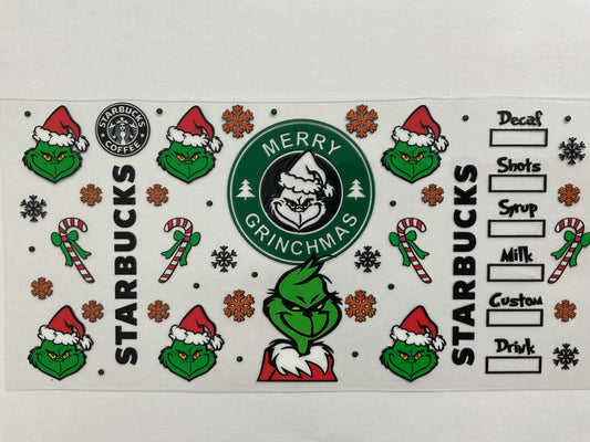26C - Christmas Green Guy Buck Coffee - Tumbler Wrap