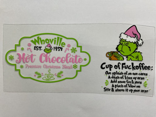132C - Green Guy Hot Chocolate Cup of F*ckoffee - Tumbler Wrap