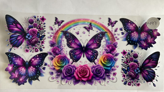 #1497 - Butterflies & Flowers - UV DTF