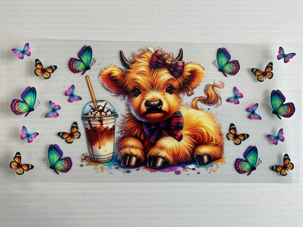 Cow with Drink and Butterflies