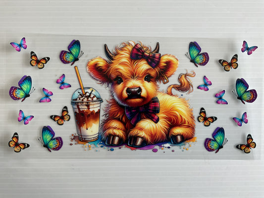 Cow with Drink and Butterflies