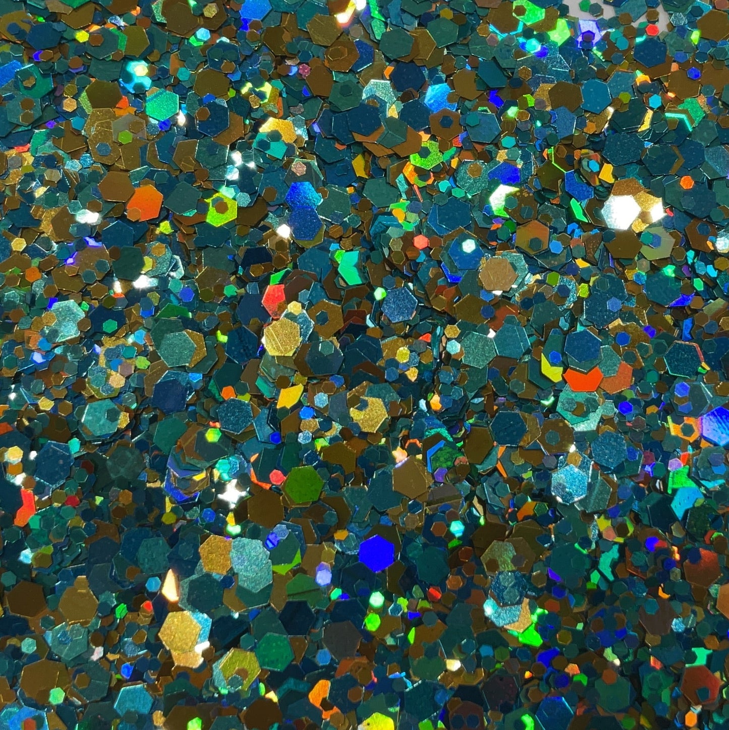 TURQUOISE & GOLD 50g Bottle Chunky Glitter Mix #8