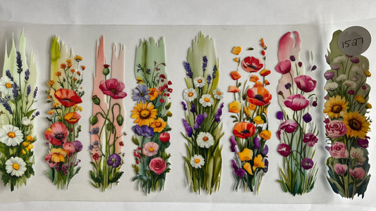 #1527 -  Wild Flowers Bookmark Design  - UV DTF