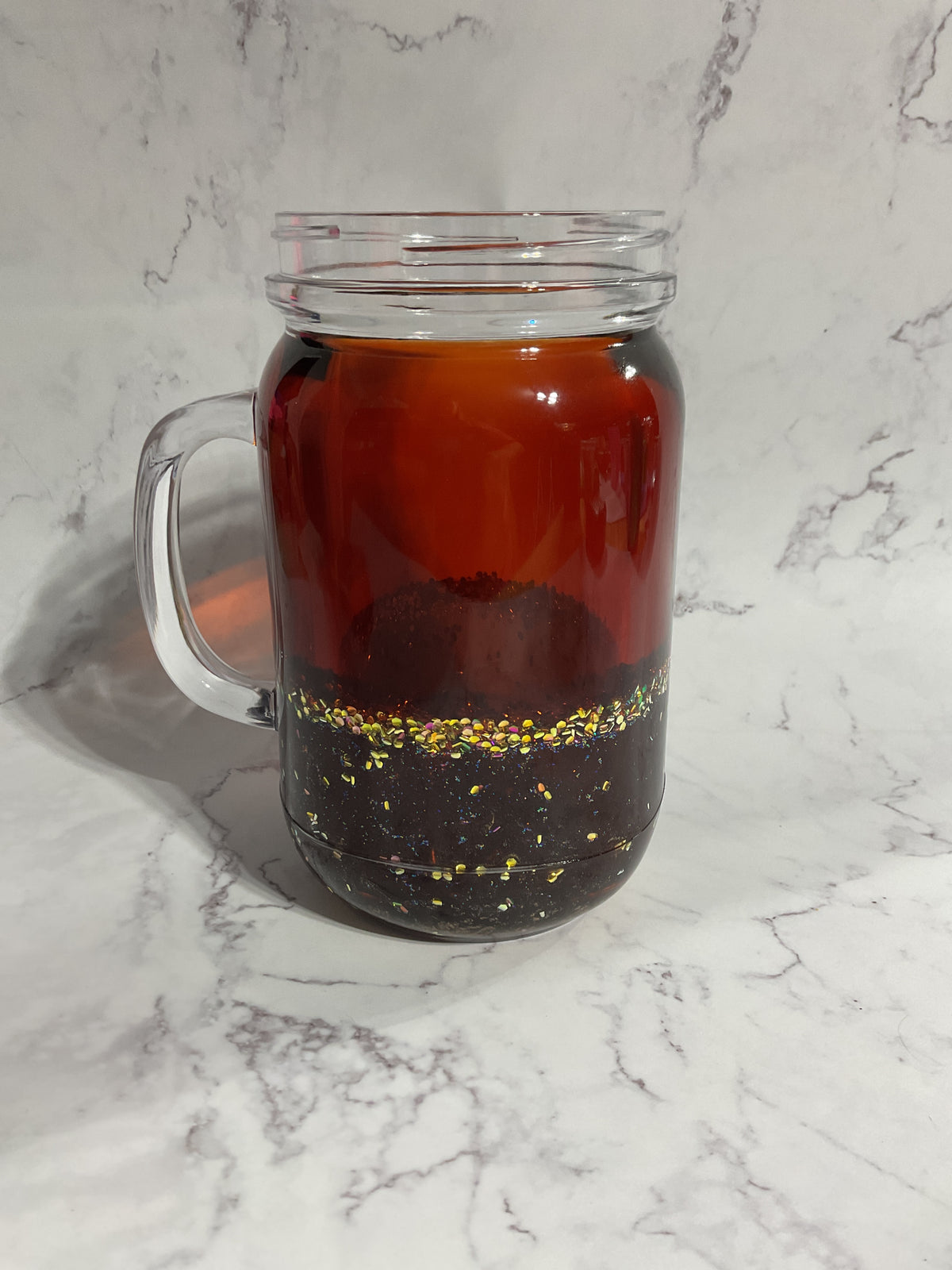 20oz Mason Shakeable Brown Gold Lava Snow Globe Tumbler