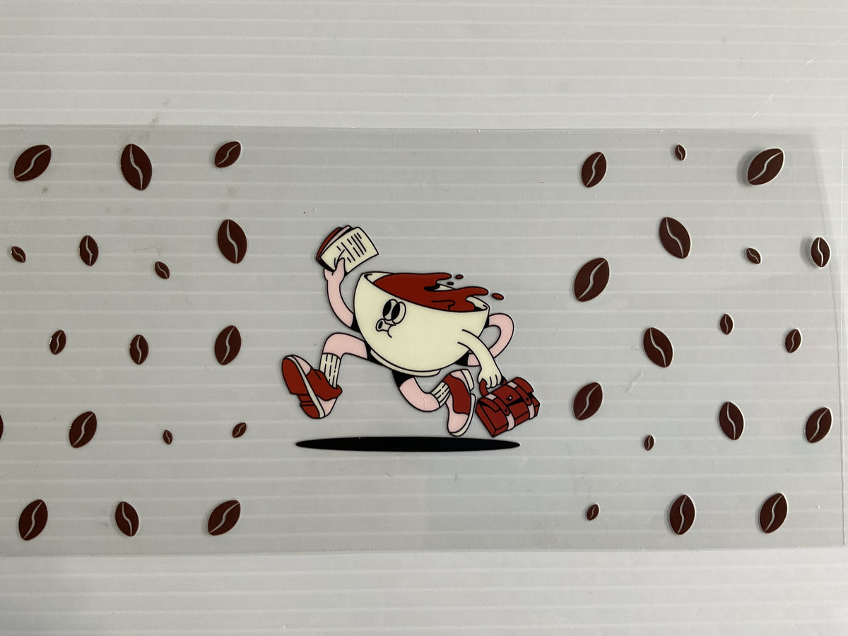 Funny Coffee Cup Running to Work